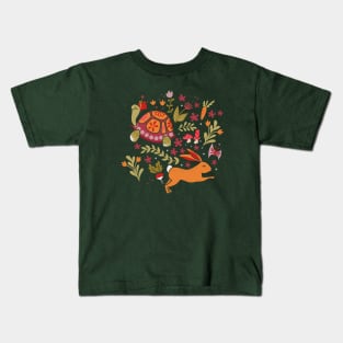 Tortoise and the Hare in Red Kids T-Shirt